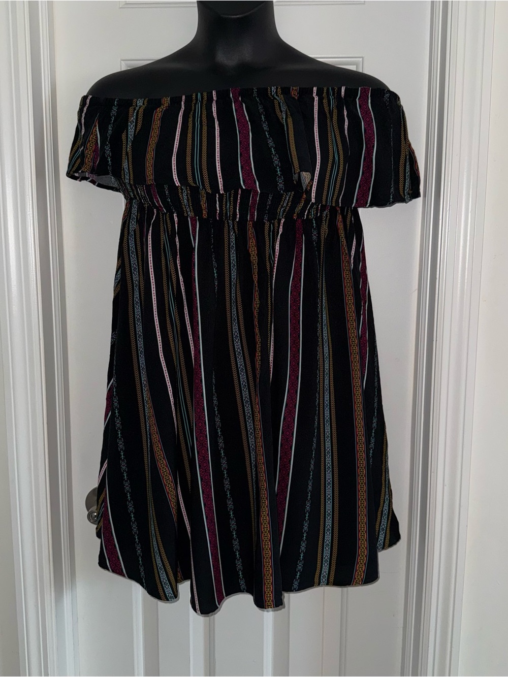 Torrid Off-Shoulder Black Striped Summer Dress
